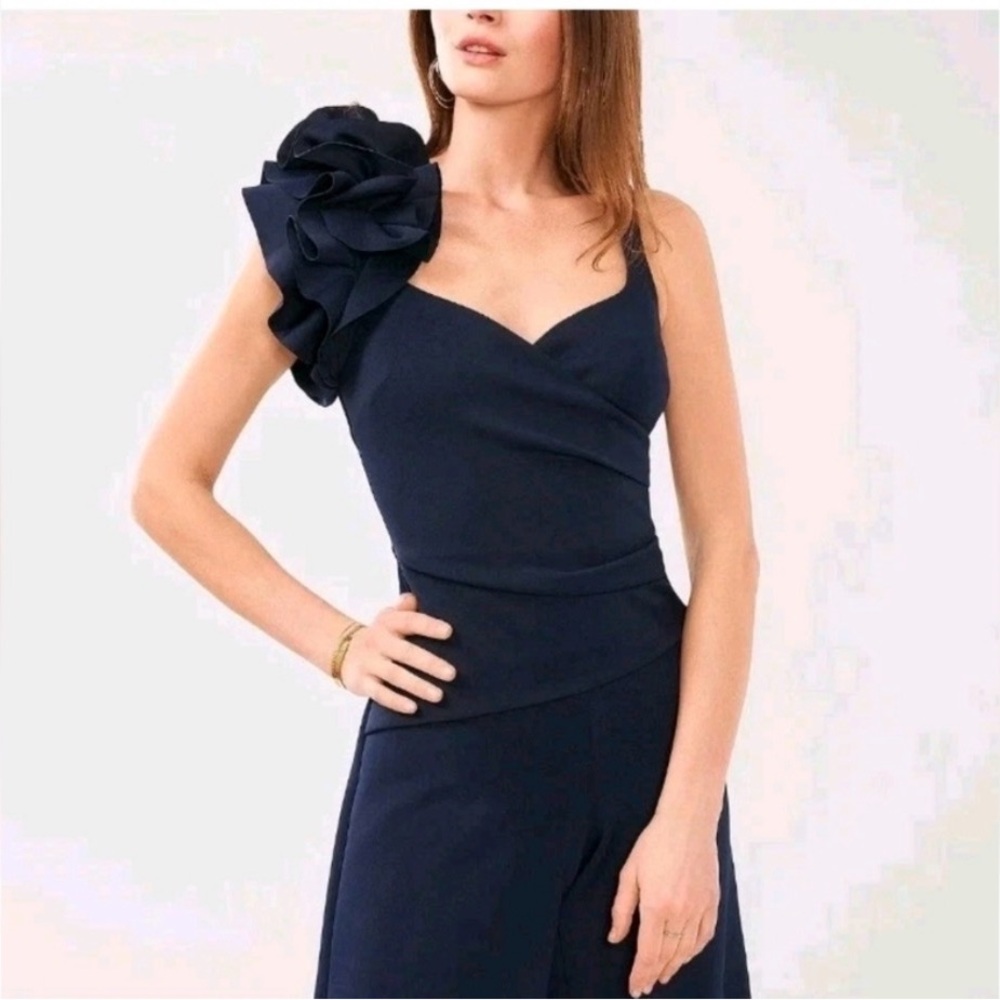MSK One-Shoulder Navy Jumpsuit